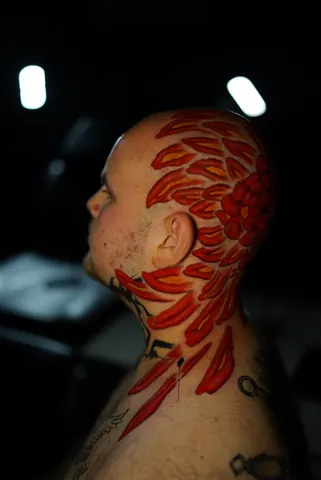 Fotografia real de un tatuaje japonés