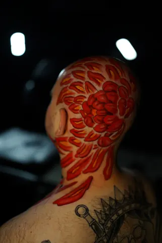 Fotografia real de un tatuaje japonés